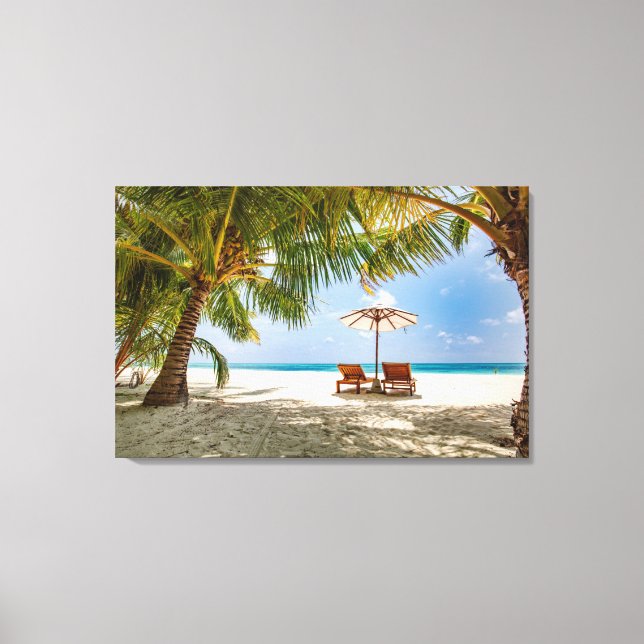 Palm Trees | Moody Sky Canvas Print (Front)