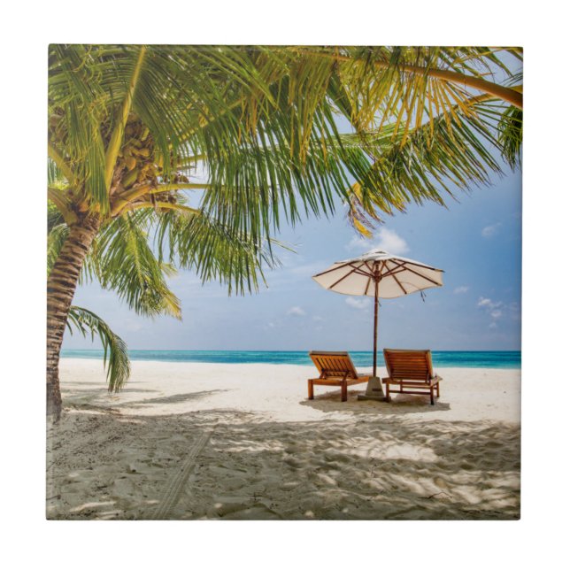 Palm Trees | Moody Sky Ceramic Tile (Front)