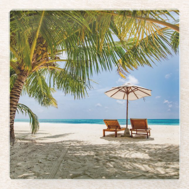 Palm Trees | Moody Sky Glass Coaster (Front)