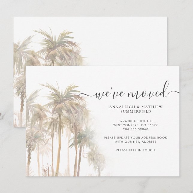 Palm Trees Moving Home Change of Address Announcement (Front/Back)
