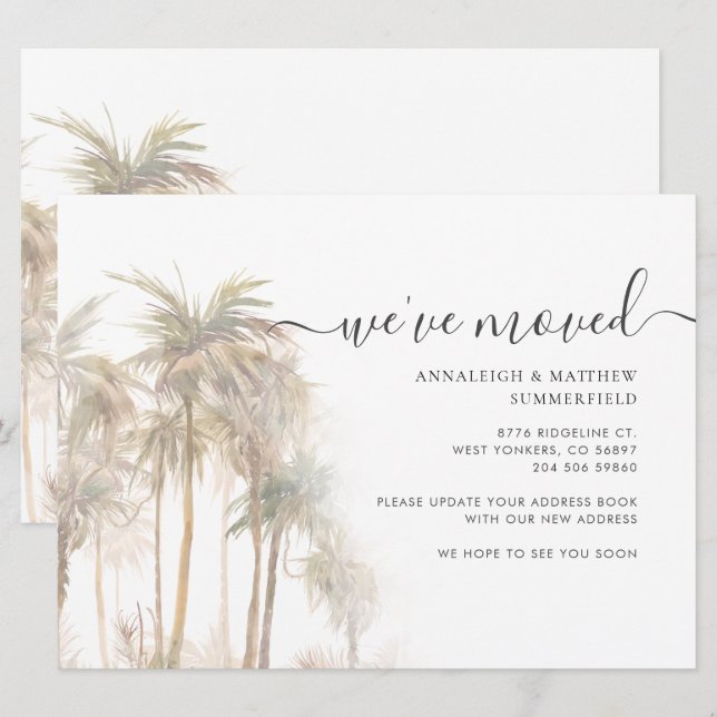 Palm Trees Moving Home We've Moved Watercolor (Front/Back)