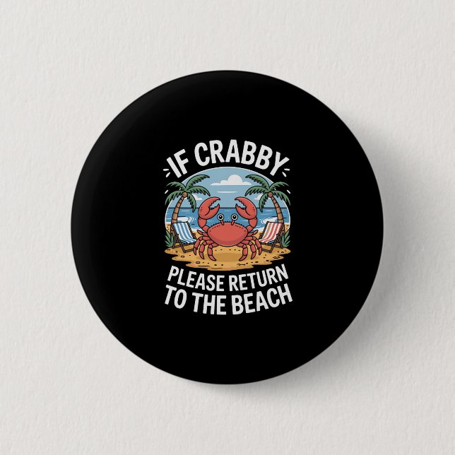 Palm Trees Ocean Crab Crab  Button (Front)