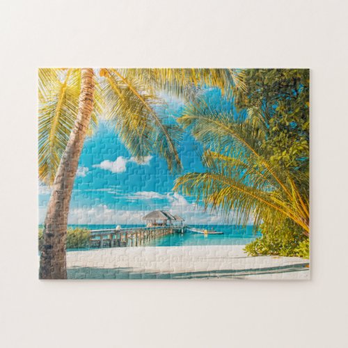 Palm Trees on A Beautiful Sunset Jigsaw Puzzle