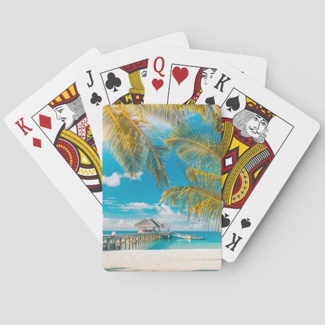 Palm Trees on A Beautiful Sunset Poker Cards (Back)
