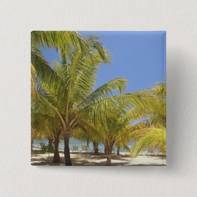 Palm Trees on a Honduras White Sand Beach Button (Front)