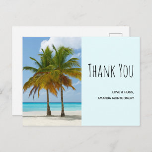 Palm Trees on a Tropical Beach Thank You Postcard
