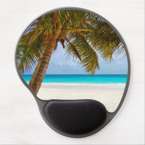 Palm Trees on Beach Blue Sea  Sky Gel Mouse Pad