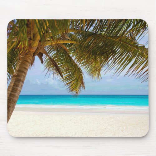 Palm Trees on Beach Blue Sea  Sky Mouse Pad