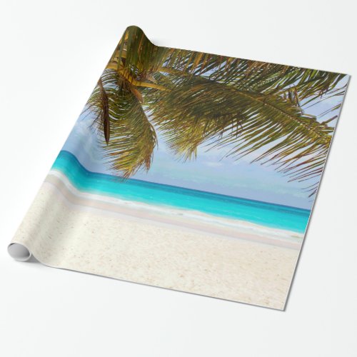 Palm Trees on Beach Blue Sea  Sky Wrapping Paper