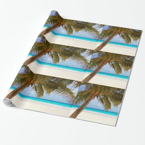 Palm Trees on Beach Blue Sea  Sky Wrapping Paper