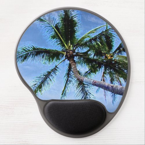 Palm Trees on Beach Blue Sky Artwork Gel Mouse Pad