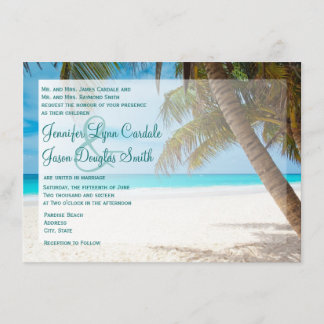 Palm Trees on Beach Destination Wedding Invitation