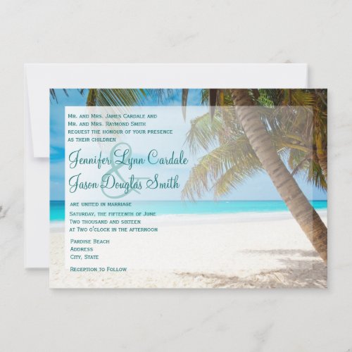 Palm Trees on Beach Destination Wedding Invitation