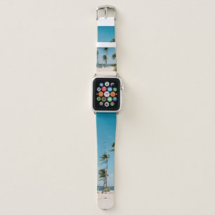 Palm trees on beach shore in the morning apple watch band