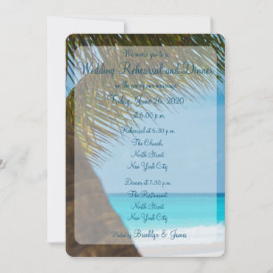 Palm Trees On Beach Wedding Rehearsal Invitations