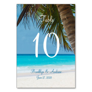 Palm Trees On Beach Wedding Table Cards