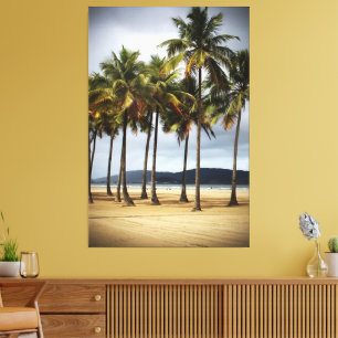 Palm trees on Gonzaga Beach, Santos, Brazil Canvas Print