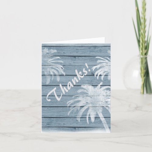 Palm Trees on Rustic Wood Thanks Beach Thank You
