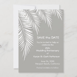 Palm Trees on Silver SAVE THE DATE Cards