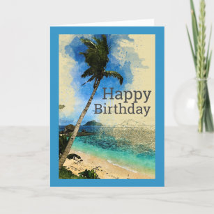 Palm Trees on the Beach Birthday Card
