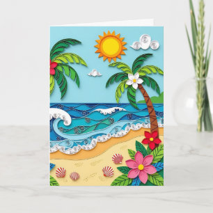 Palm Trees on the Beach Birthday Card