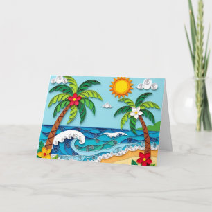 Palm Trees on the Beach Birthday Card