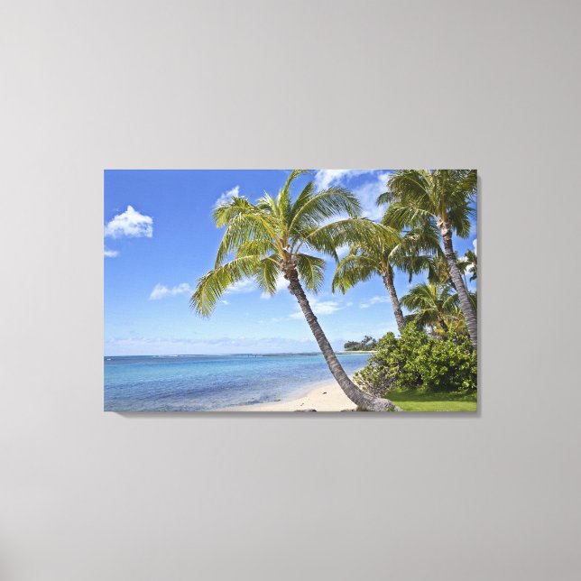 Palm trees on the beach in Hawaii. Canvas Print (Front)