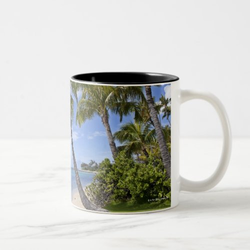 Palm trees on the beach in Hawaii Two_Tone Coffee Mug