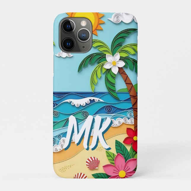 Palm Trees on the Beach Personalized Case-Mate iPhone Case (Back)