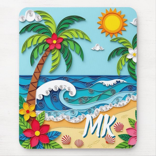 Palm Trees on the Beach Personalized Mouse Pad (Front)