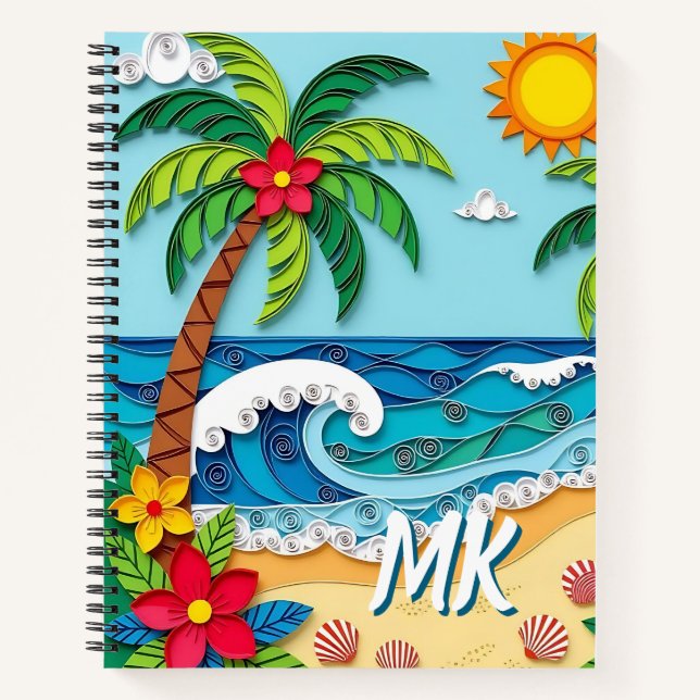 Palm Trees on the Beach Personalized Notebook (Front)