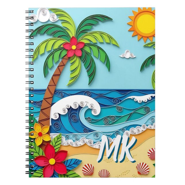 Palm Trees on the Beach Personalized Notebook (Front)