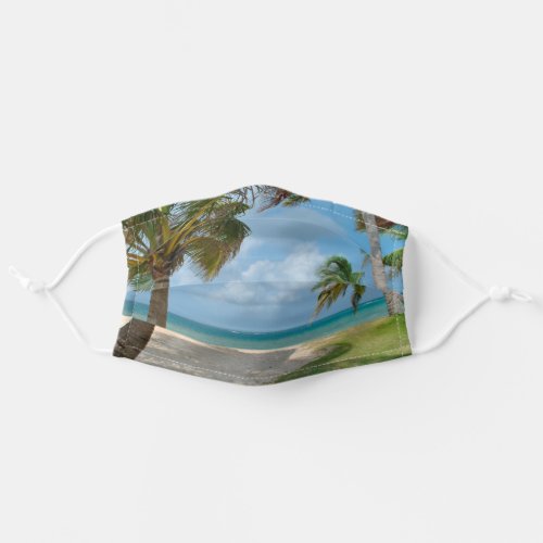 Palm trees on the beach scene adult cloth face mask