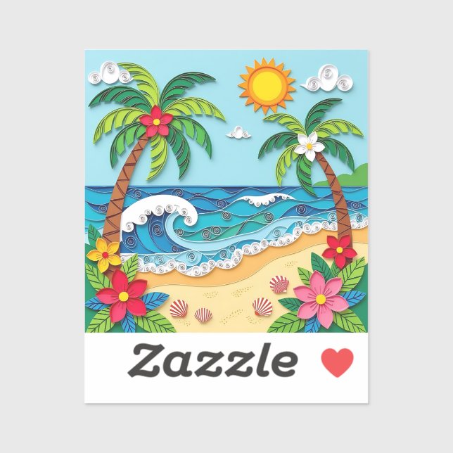 Palm Trees on the Beach  Sticker (Sheet)