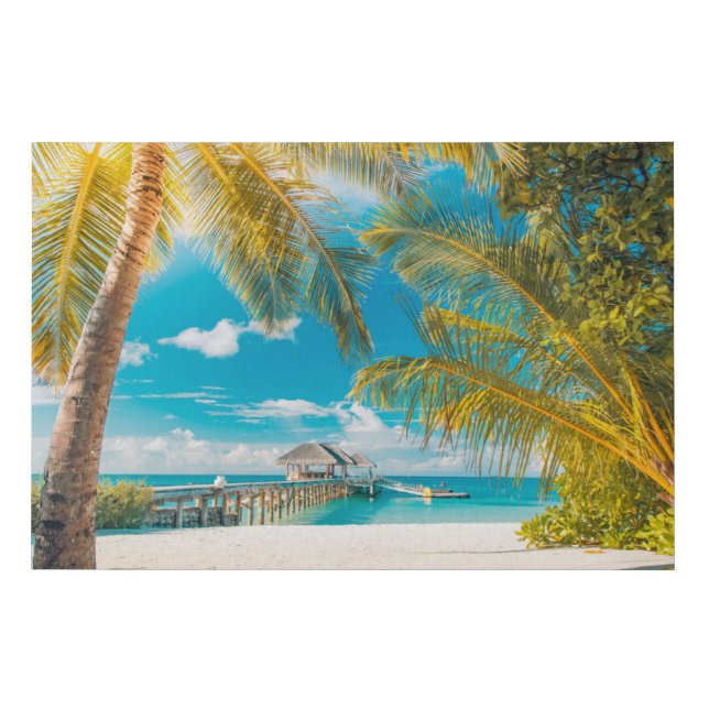 Palm Trees on the Sunset Faux Canvas Print (Front)