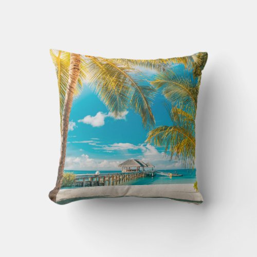 Palm Trees on the Sunset Throw Pillow