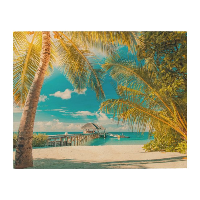 Palm Trees on the Sunset Wood Wall Art (Front)