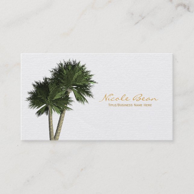 Palm Trees on White Elegant Business Cards (Front)