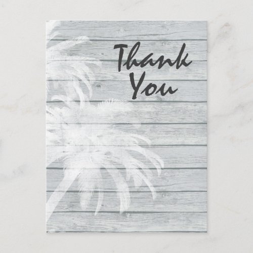 Palm Trees on Wooden Background Beach Thank You Postcard