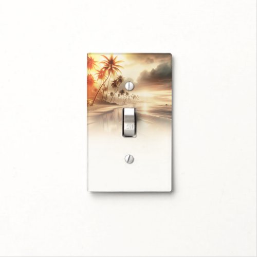 Palm Trees  Orange Sunset Beach  Light Switch Cover