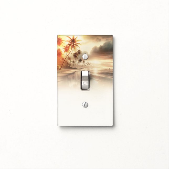 Palm Trees & Orange Sunset Beach  Light Switch Cover (In Situ)