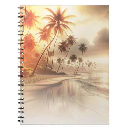 Palm Trees  Orange Sunset Beach  Notebook