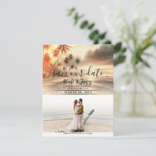 Palm Trees & Orange Sunset Beach Save the Date Invitation