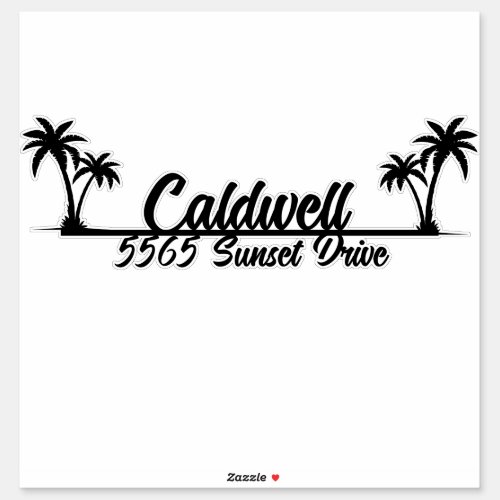 Palm Trees Personalized Address Mailbox Sticker