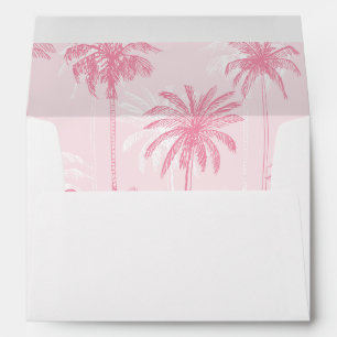 Palm Trees Pink Flamingo Christmas Return Address Envelope