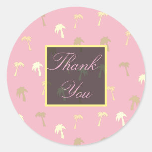 Palm Trees Pink Golden Thank You Wedding Sticker