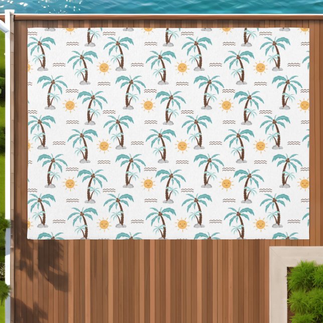 Palm Trees Pool Beach Tropical Theme Outdoor Rug (Insitu (Outdoor 1))