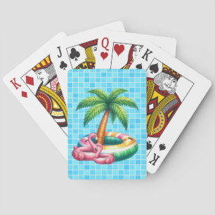 Palm Trees Pool Party Flamingo Poker Cards