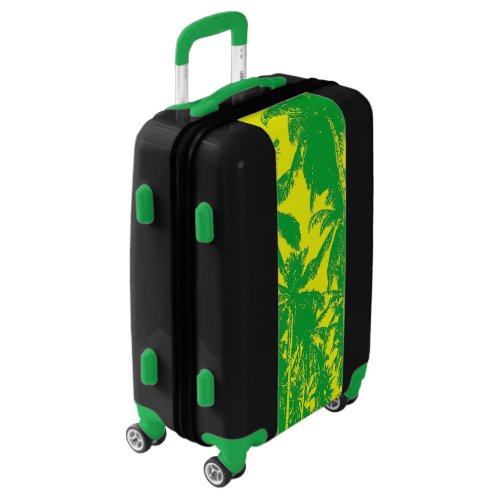 Palm Trees Posterised Design in Green  Yellow Lu Luggage