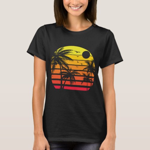 Palm Trees Retro Vintage Sunset T_Shirt